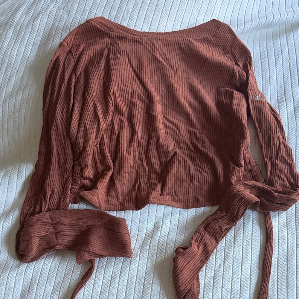 ALO Rust Ribbed Women Top- open back